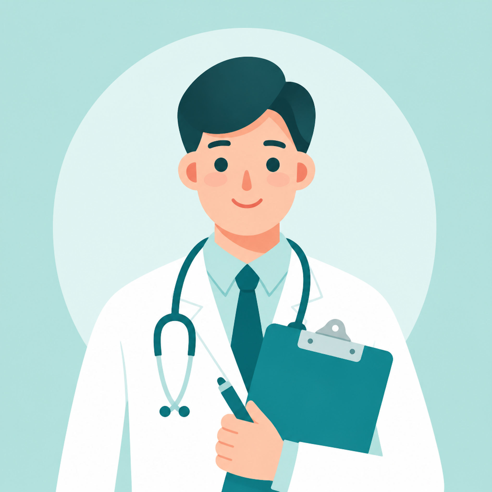 Friendly doctor with a clipboard and stethoscope